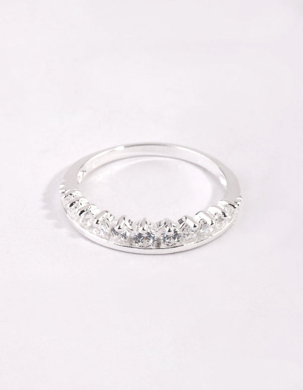 Sterling Silver Diamante Row Ring