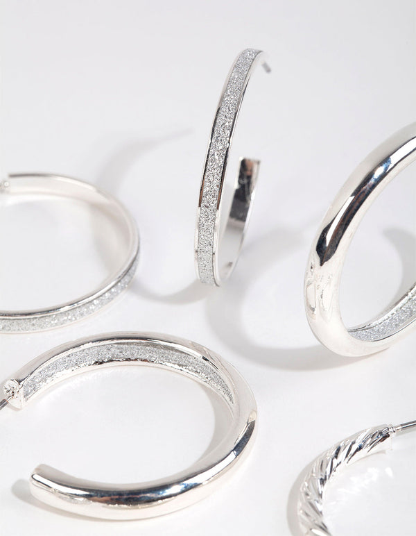Silver Glitter Paper Earring Pack