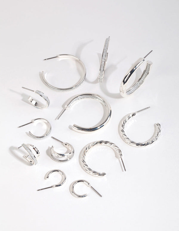 Silver Glitter Paper Earring Pack