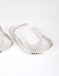 Silver Ribbed Open Rectangle Earrings - link has visual effect only