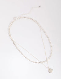 Silver Mesh Chain Disc Layered Necklace - link has visual effect only