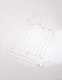 Silver Star and Pearl Choker Necklace Pack - link has visual effect only