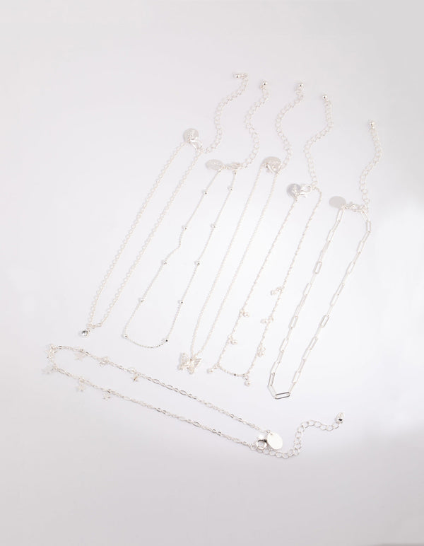 Silver Star and Pearl Choker Necklace Pack