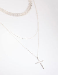 Silver Mesh and Cross Necklace - link has visual effect only