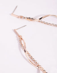 Rose Gold Diamante Twisted Drop Earrings - link has visual effect only