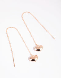 Rose Gold Thread Through Heart Drop Earrings - link has visual effect only