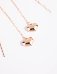 Rose Gold Thread Through Heart Drop Earrings - link has visual effect only