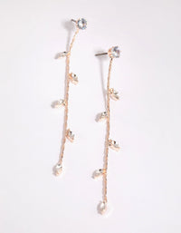 Rose Gold Diamante Leaf Drop Earrings - link has visual effect only