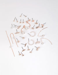 Rose Gold Mixed Pearl Earring Pack - link has visual effect only