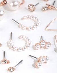 Rose Gold Mixed Pearl Earring Pack - link has visual effect only
