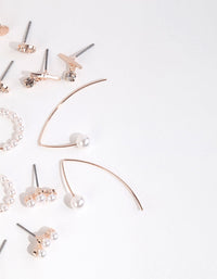 Rose Gold Mixed Pearl Earring Pack - link has visual effect only