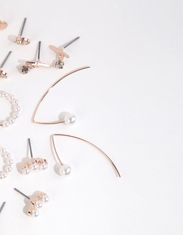 Rose Gold Mixed Pearl Earring Pack