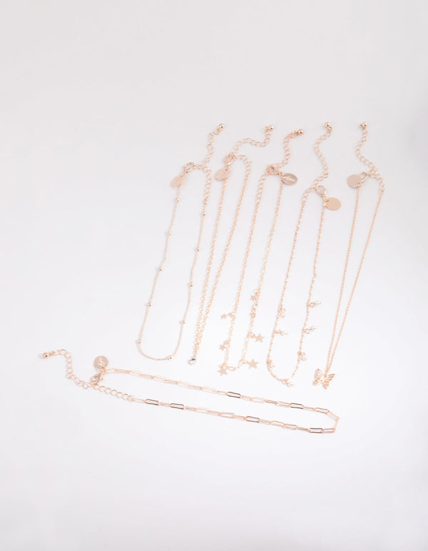 Rose Gold Star and Pearl Choker Necklace Pack