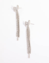 Silver Cubic Zirconia Navette Bow Earrings - link has visual effect only