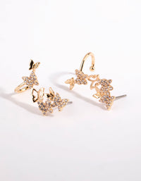 Gold Cubic Zirconia Butterfly Crawler Earrings - link has visual effect only