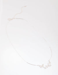 Silver Cubic Zirconia Multi Butterfly Necklace - link has visual effect only