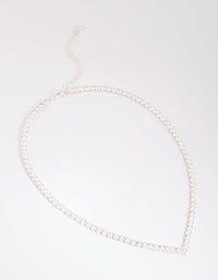 Silver Cubic Zirconia Cupchain Point Necklace - link has visual effect only