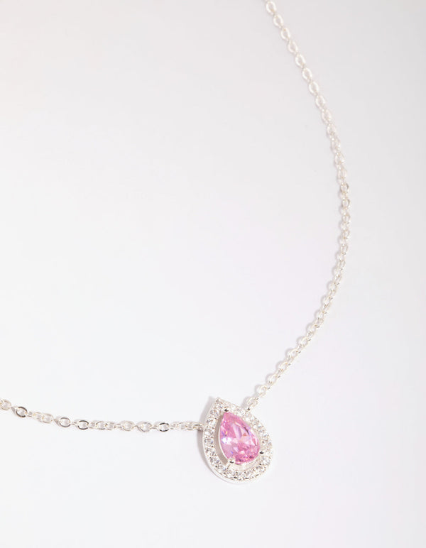 Silver Teardrop Cubic Zirconia Necklace