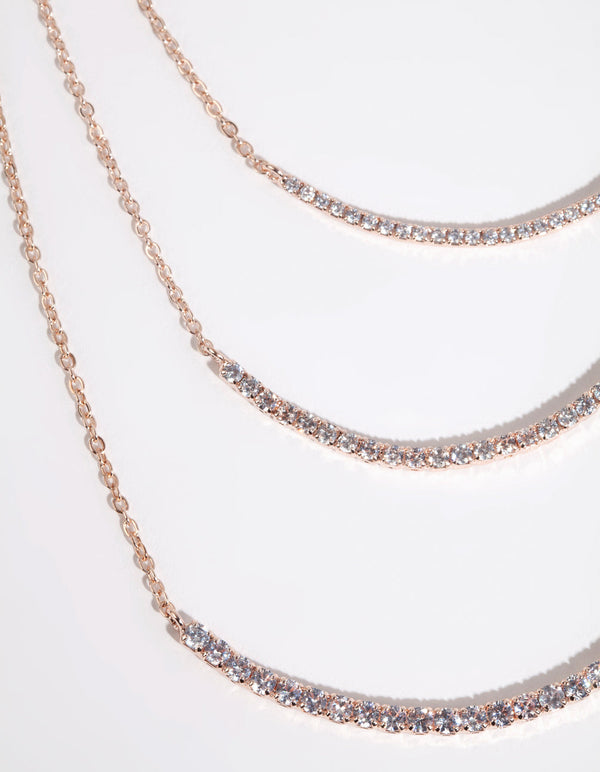 Rose Gold Triple Smile Layered Necklace