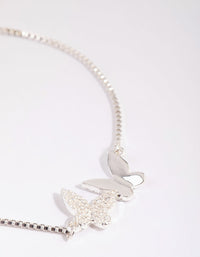 Silver Cubic Zirconia Double Butterfly Toggle Bracelet - link has visual effect only