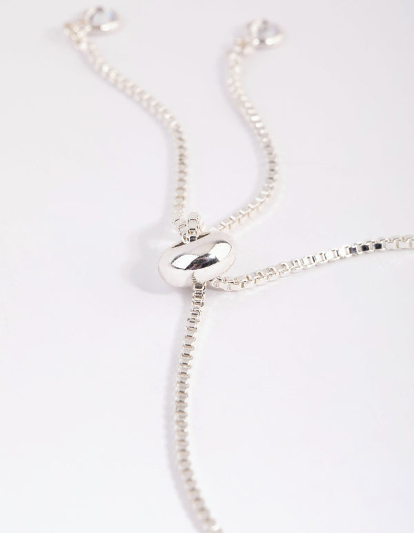Silver Cubic Zirconia Double Butterfly Toggle Bracelet