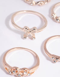 Rose Gold Bow and Flower Diamante Ring Pack - link has visual effect only
