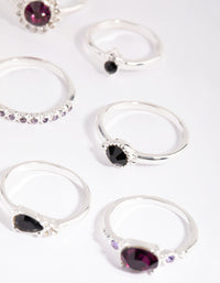Silver Mixed Statement Stone Ring Pack - link has visual effect only
