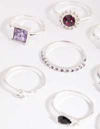 Silver Mixed Statement Stone Ring Pack - link has visual effect only