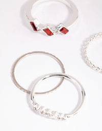 Silver Mixed Baguette Stone Ring Pack - link has visual effect only