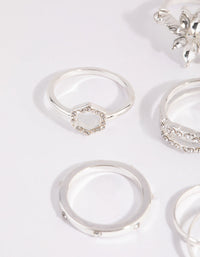 Silver Geometric Flower Ring Pack - link has visual effect only
