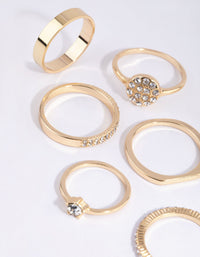 Gold Simple Band Diamante Ring Pack - link has visual effect only