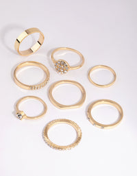 Gold Simple Band Diamante Ring Pack - link has visual effect only
