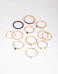 Gold Mixed Enamel Stone Ring Pack - link has visual effect only