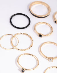 Gold Mixed Enamel Stone Ring Pack - link has visual effect only