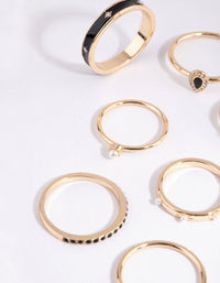 Gold Mixed Enamel Stone Ring Pack - link has visual effect only