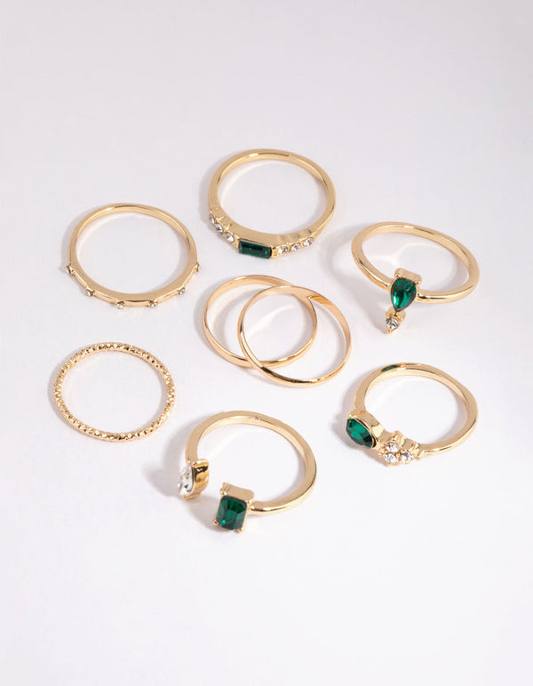 Gold Mixed Band and Stone Ring Pack