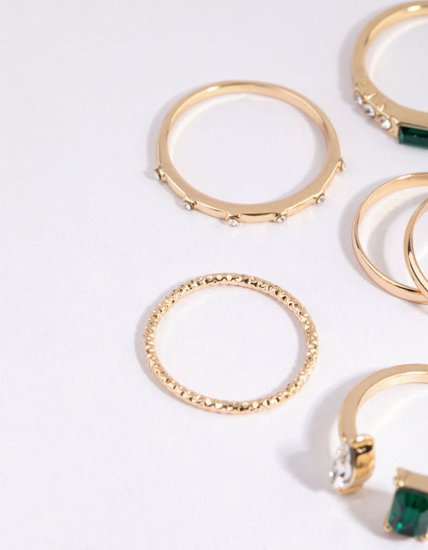 Gold Mixed Band and Stone Ring Pack