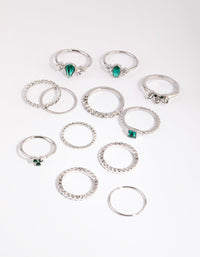 Rhodium Mixed Band and Stone Ring Pack - link has visual effect only