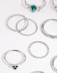 Rhodium Mixed Band and Stone Ring Pack - link has visual effect only