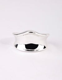 Rhodium Wide Molten Ring - link has visual effect only