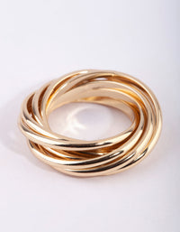 Gold Plain Multi Band Twist Ring - link has visual effect only
