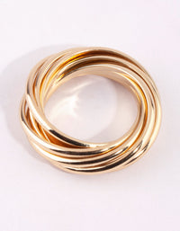 Gold Plain Multi Band Twist Ring - link has visual effect only