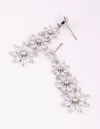 Rhodium Cubic Zirconia Flower Drop Earrings - link has visual effect only
