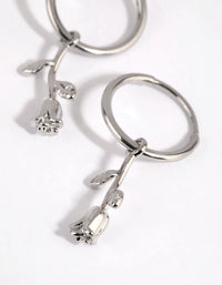 Surgical Steel Hanging Rose Hoop Earrings - link has visual effect only