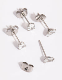 Surgical Steel Cubic Zirconia Pear and Oval Stud Earring Set - link has visual effect only