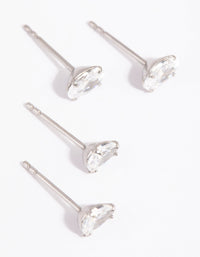 Surgical Steel Cubic Zirconia Pear and Oval Stud Earring Set - link has visual effect only