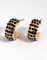 Gold Black Diamante Hoop Earrings - link has visual effect only