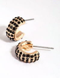Gold Black Diamante Hoop Earrings - link has visual effect only
