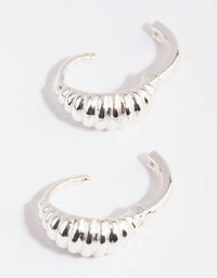 Silver Mini Croissant Huggie Earrings - link has visual effect only