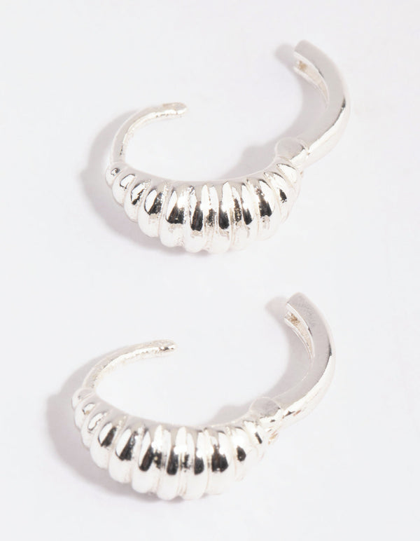 Silver Mini Croissant Huggie Earrings